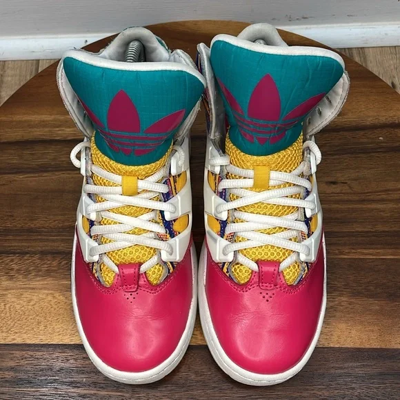 adidas Multicolor High-Top Athletic Sneakers — Pink, Teal, Yellow - Picture 5 of 16